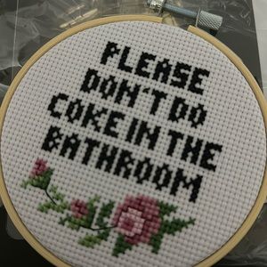 Bathroom Coke Cross Stitch Sign